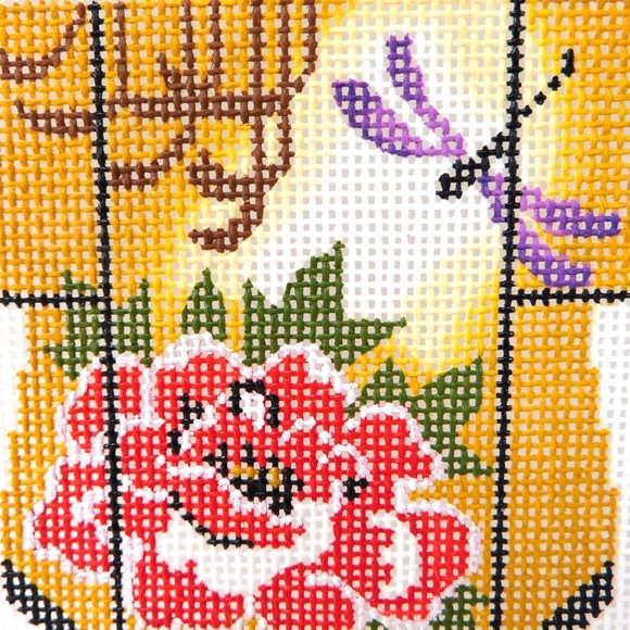 Lee Designs Peony Dragonfly Petite Kimono Needlepoint Canvas Hand Painted 18ct - Picture 3 of 4